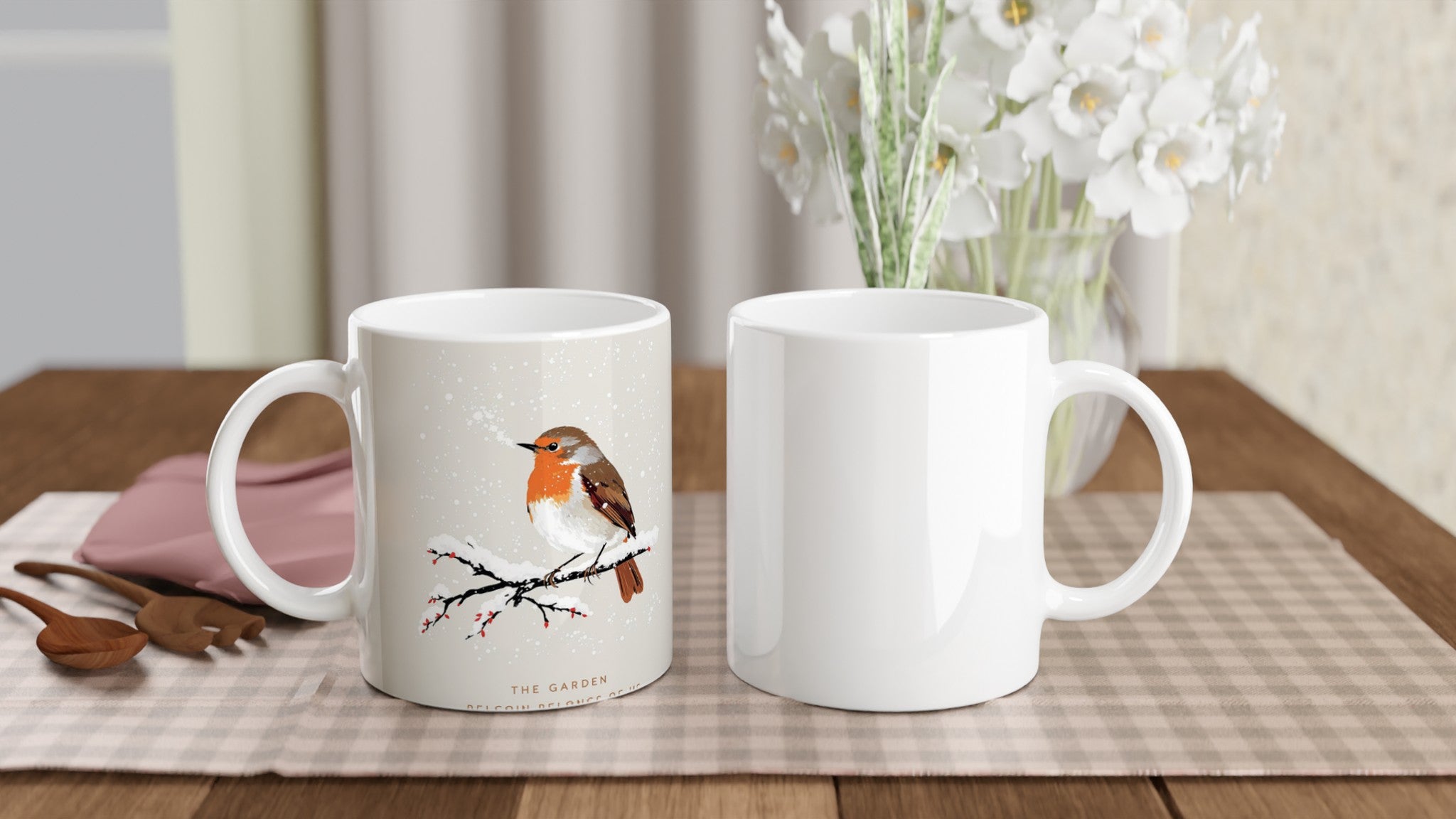 Winter Robin Snow Garden Mug Coffee Tea Ceramic 11oz — Mug | Wild Thread Co