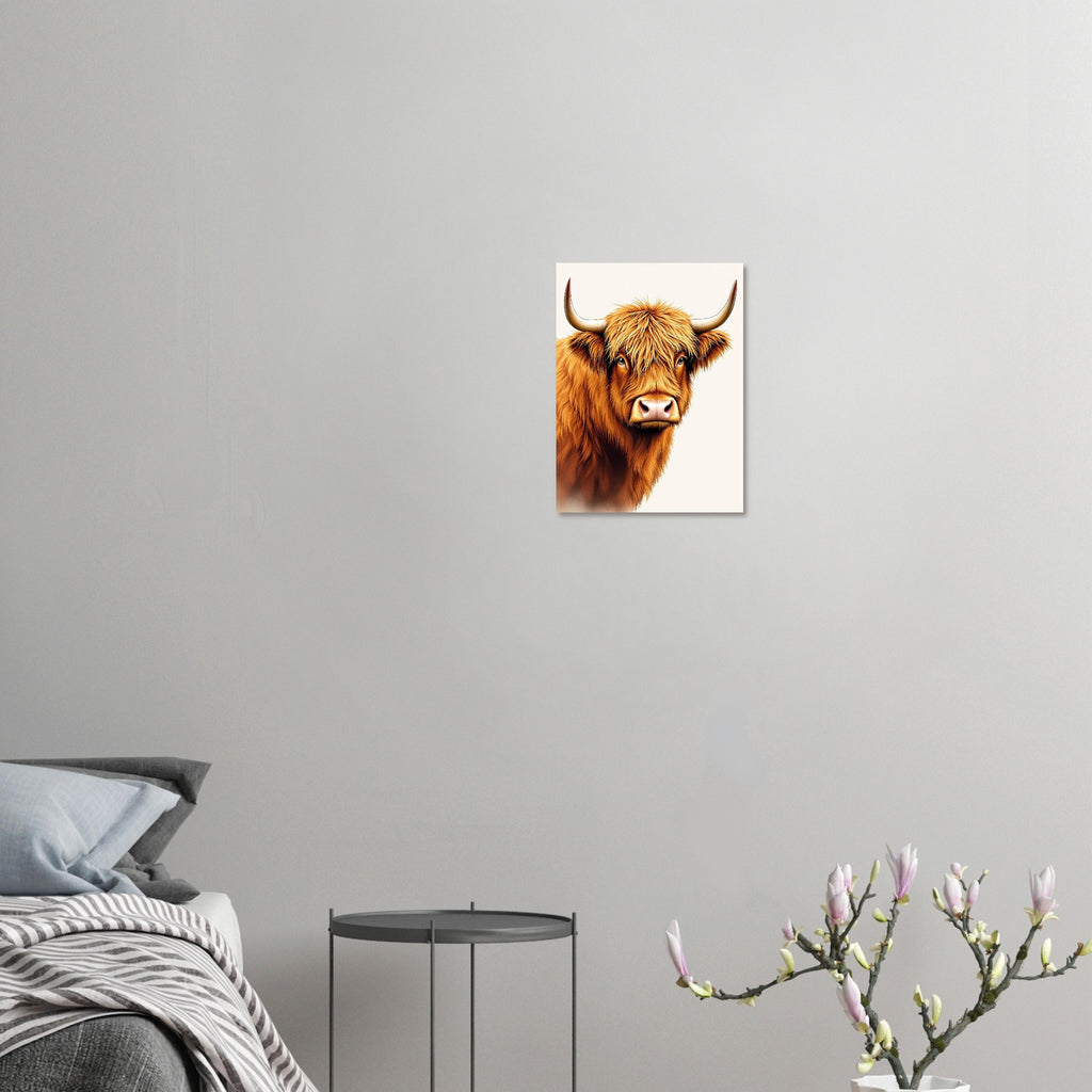 Highland Cattle Portrait Art Wall Art UK Art Print Poster Wall Art UK UK Gift Art Print — detail view | Wild Thread Co