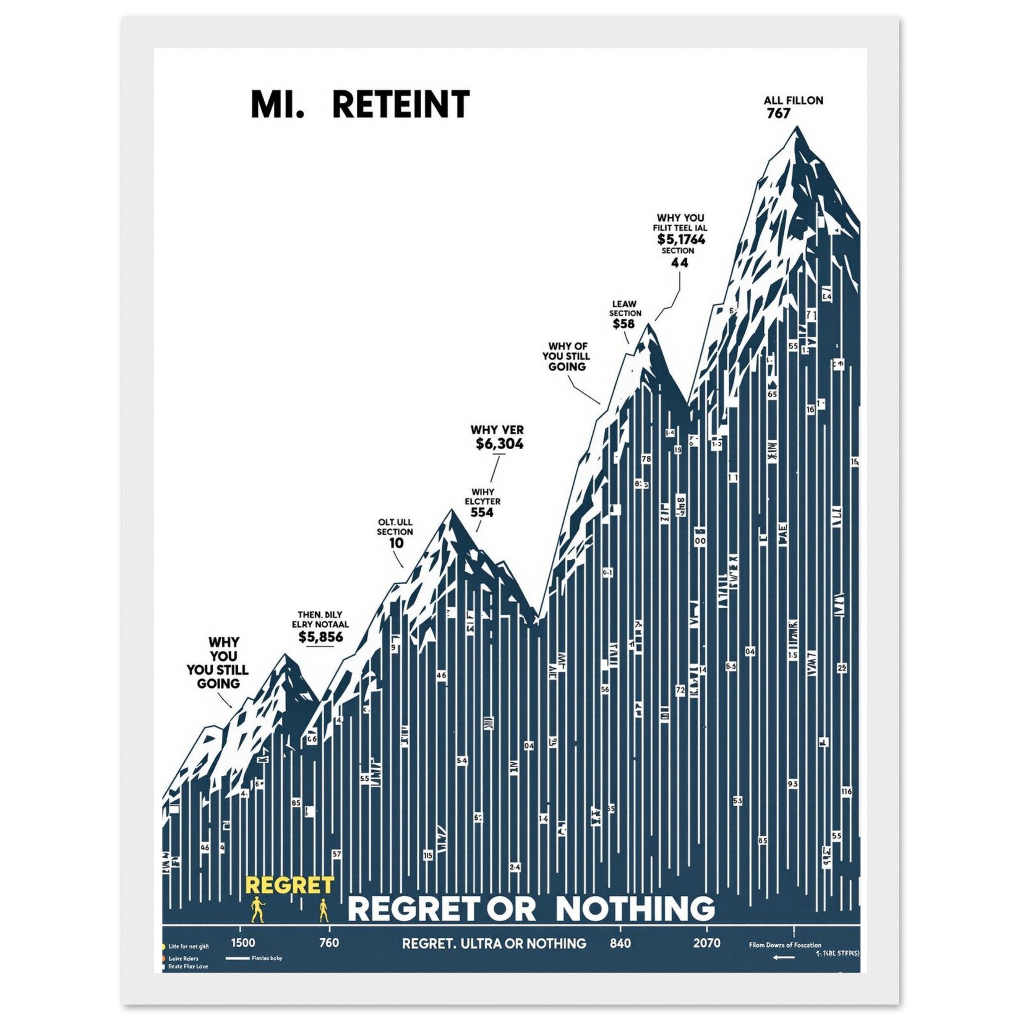 Gorpcore Ultramarathon Suffering Framed Print Wall Art Ready to Hang Framed Art Print — detail view | Wild Thread Co