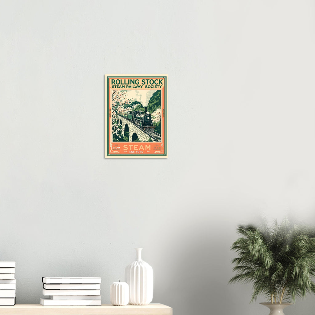 Rolling Stock Vintage Travel Poster Art Print — detail view | Wild Thread Co