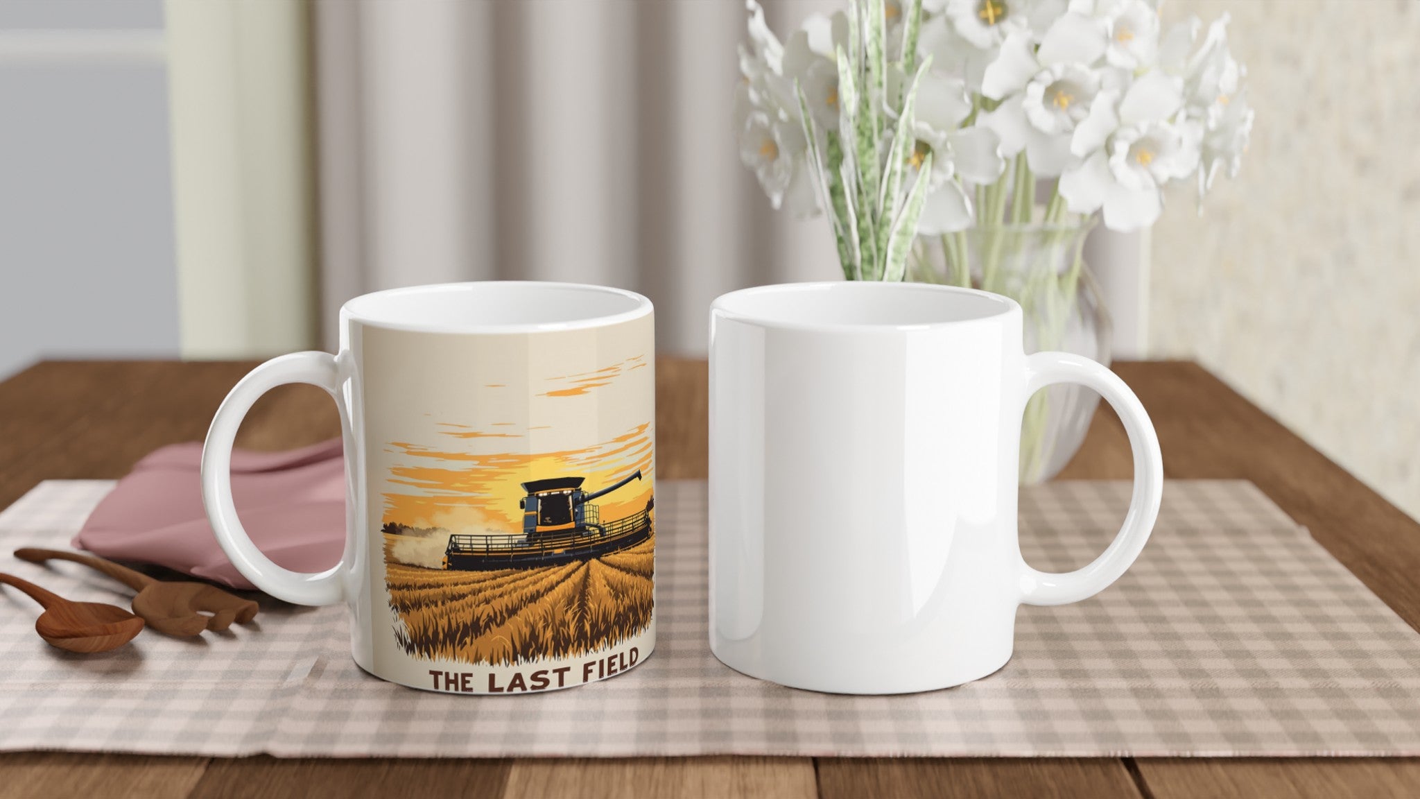 Combine Harvester Dusk Final Field Mug — detail view | Wild Thread Co