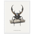 Stag Beetle Oak Log Framed Art Print — detail view | Wild Thread Co