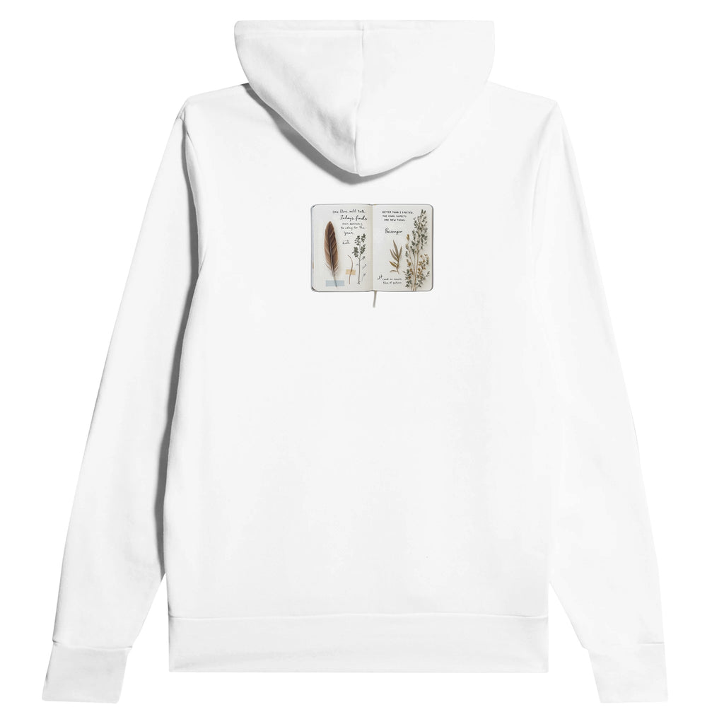 Naturalist Field Journal Sketches Hoodie — detail view | Wild Thread Co