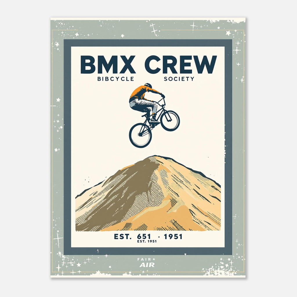 Bmx Crew Vintage Travel Poster Art Print — detail view | Wild Thread Co
