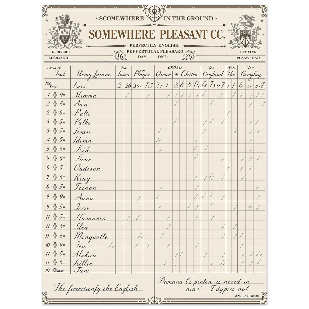 Edwardian Cricket Scorecard Art Print Poster Wall Art UK — Art Print | Wild Thread Co