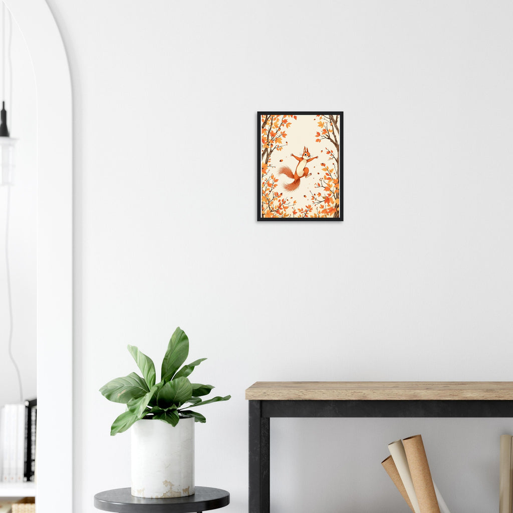 Red Squirrel Native Framed Art Print — detail view | Wild Thread Co