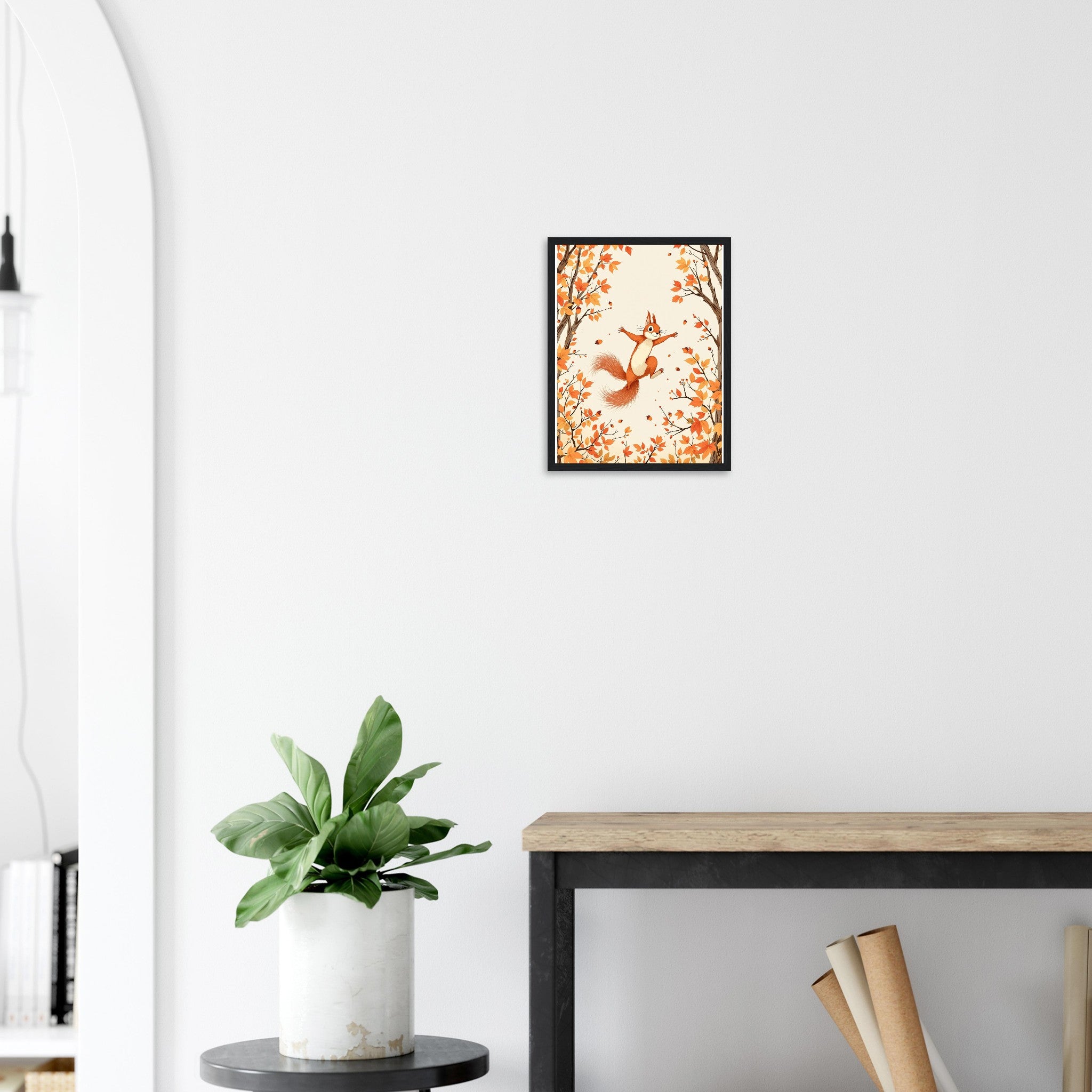 Red Squirrel Native Framed Art Print — detail view | Wild Thread Co