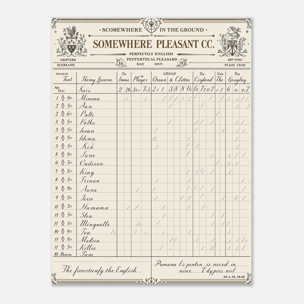 Edwardian Cricket Scorecard Art Print Art Print — detail view | Wild Thread Co