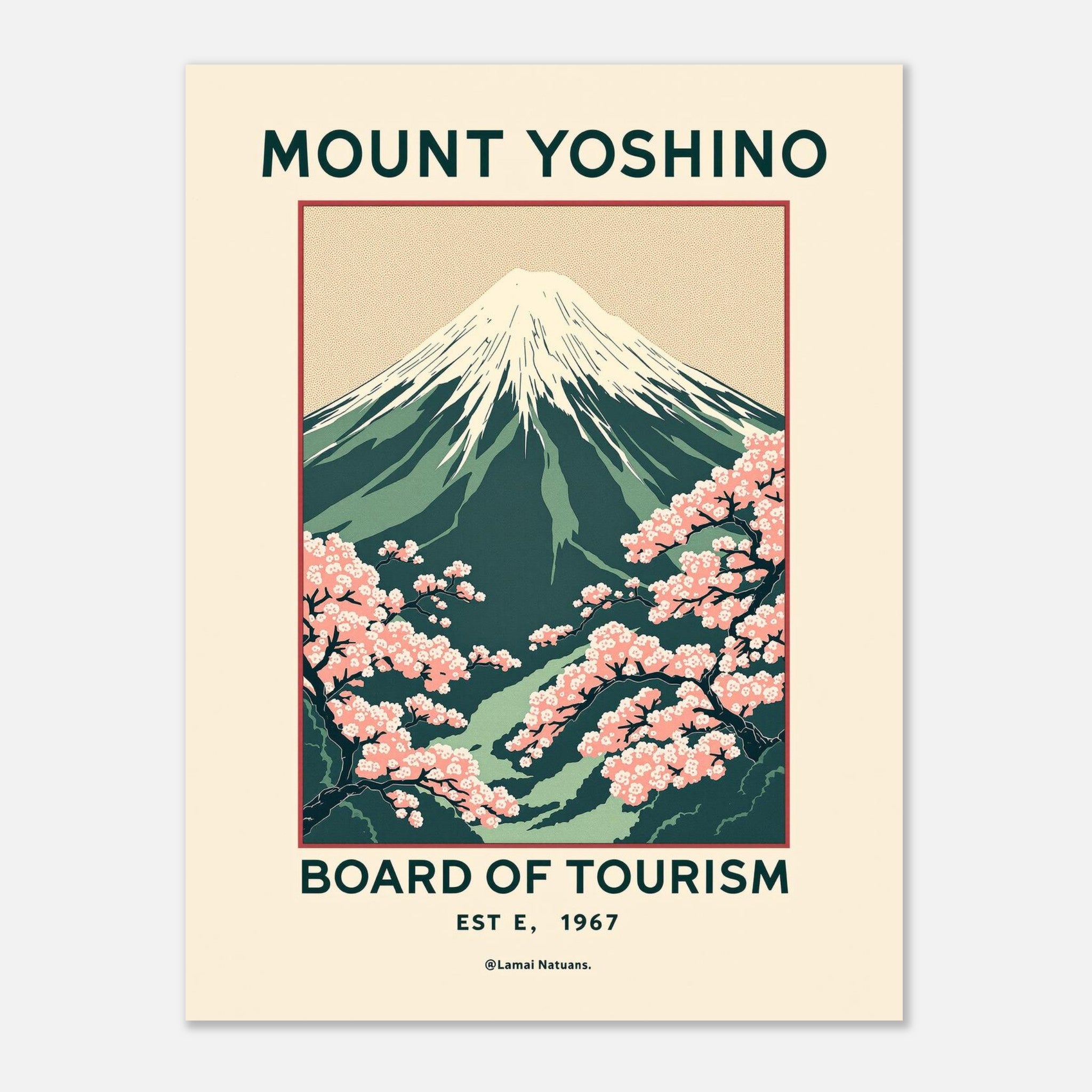 Mount Yoshino Vintage Travel Poster Art Print — detail view | Wild Thread Co