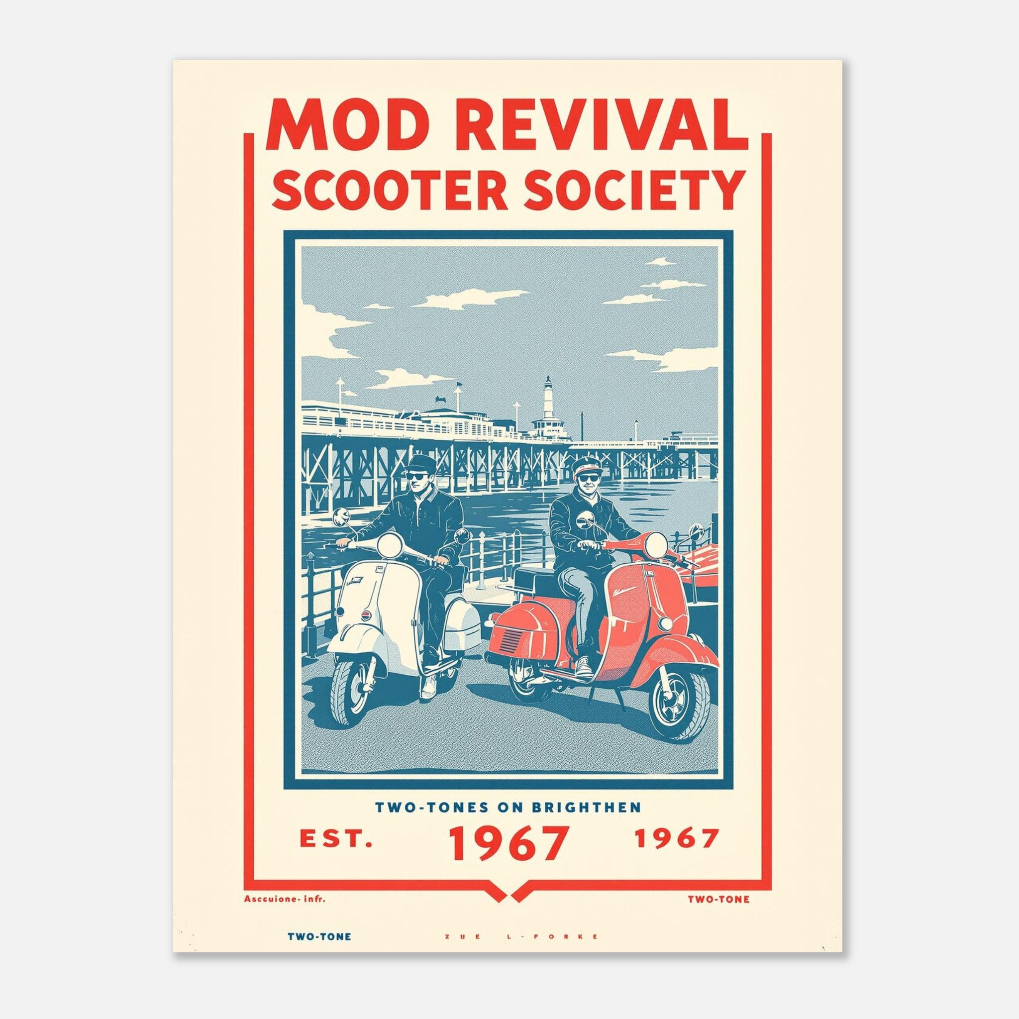 Mod Revival Vintage Travel Poster Art Print — detail view | Wild Thread Co