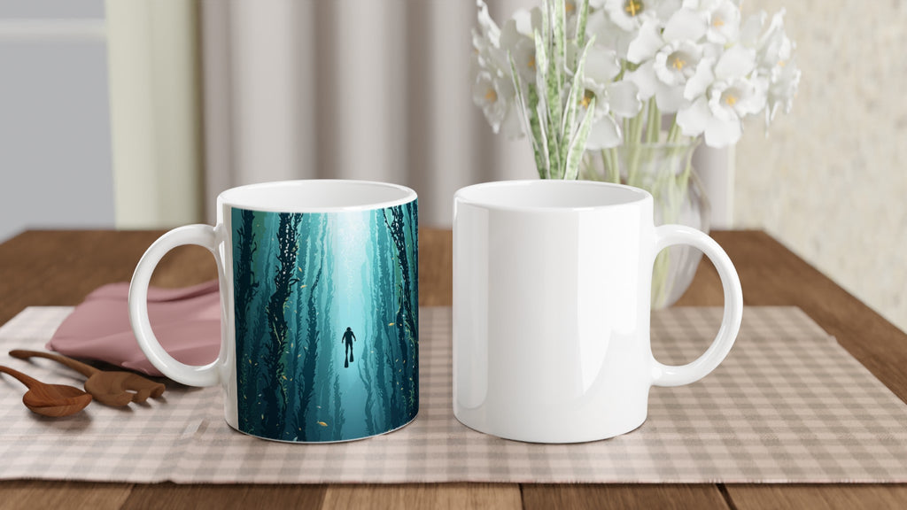 Kelp Forest Freediver Underwater Mug — detail view | Wild Thread Co