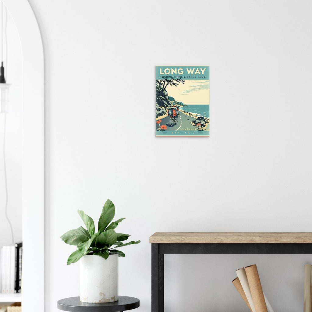Long Way Vintage Travel Poster Art Print — detail view | Wild Thread Co