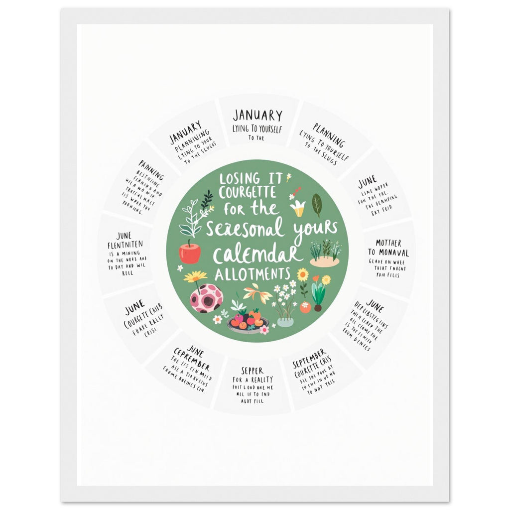 Allotment Circular Seasonal Calendar Framed Print Wall Art Ready to Hang UK Framed Art Print — detail view | Wild Thread Co