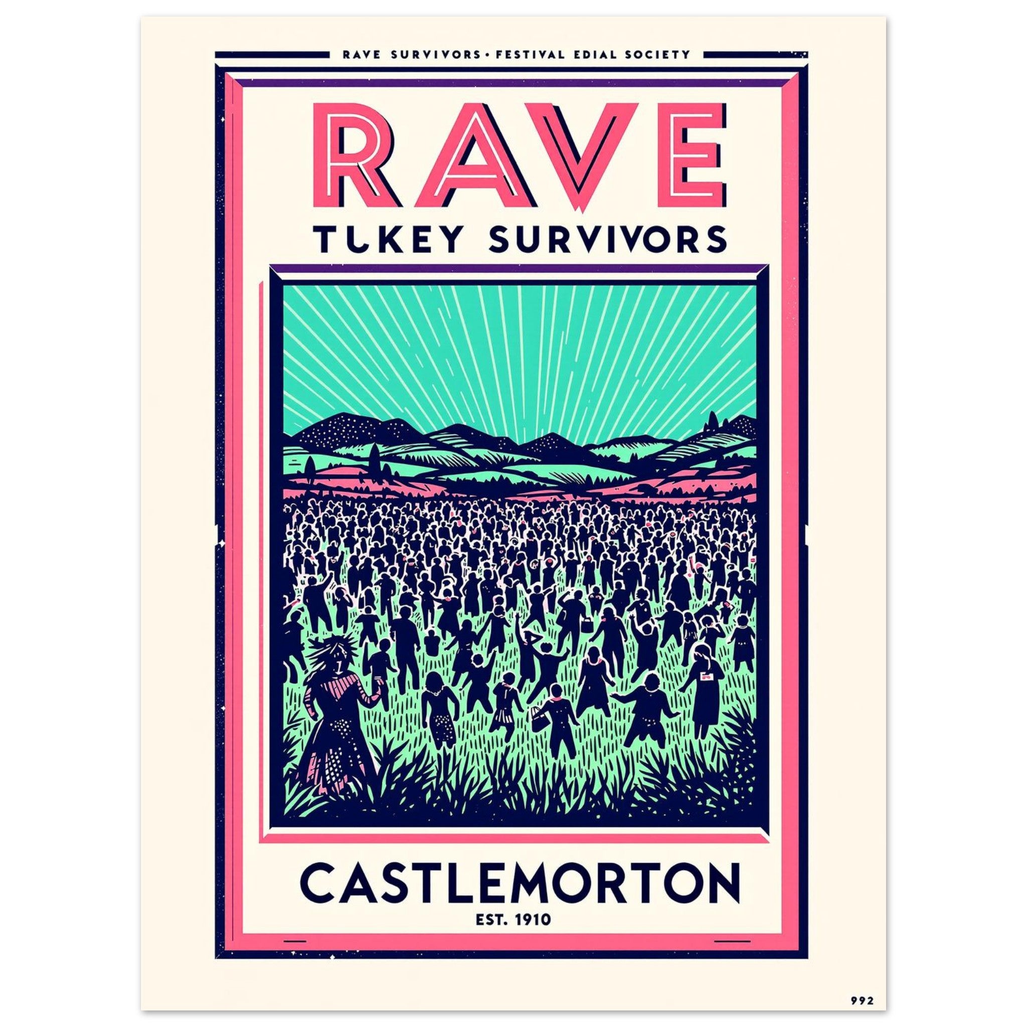 Rave Survivors Vintage Travel Poster Art Print — detail view | Wild Thread Co