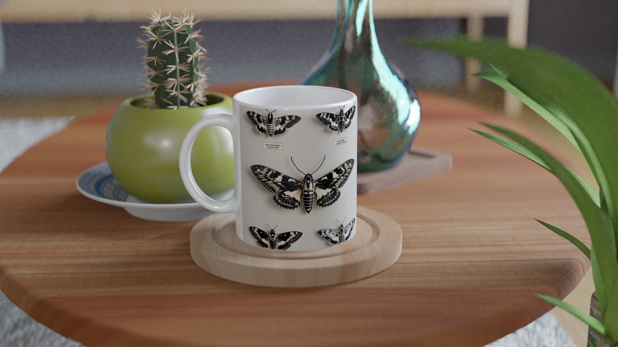 Dark Academia Moth Collector Mug — detail view | Wild Thread Co