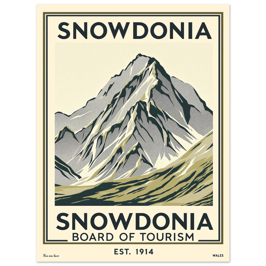 Snowdonia Vintage Travel Poster Art Print — detail view | Wild Thread Co