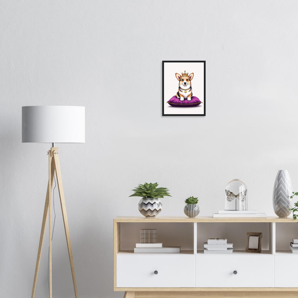 Corgi Royal Framed Art Print — detail view | Wild Thread Co