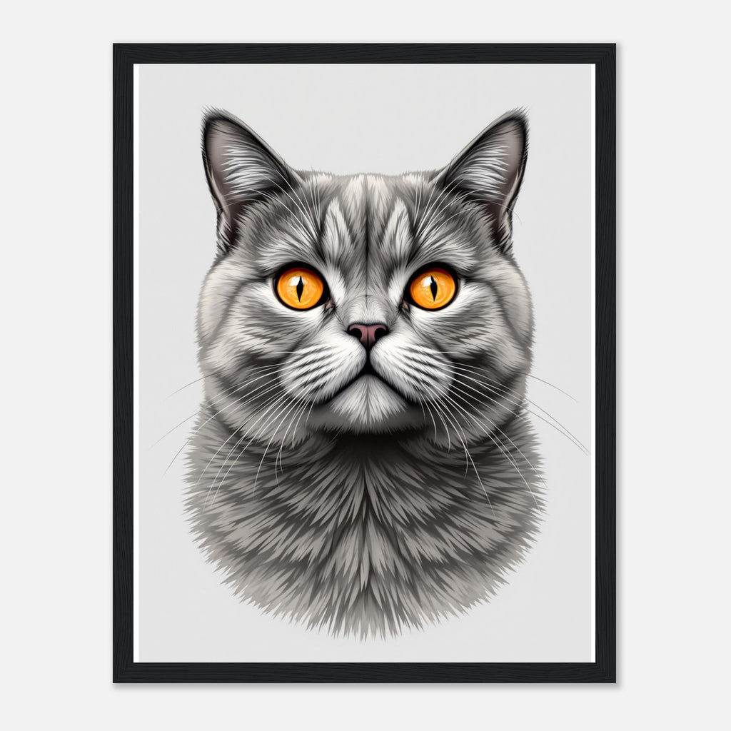Shorthair Art Framed Print Wall Art Ready to Hang UK Framed Art Print — detail view | Wild Thread Co