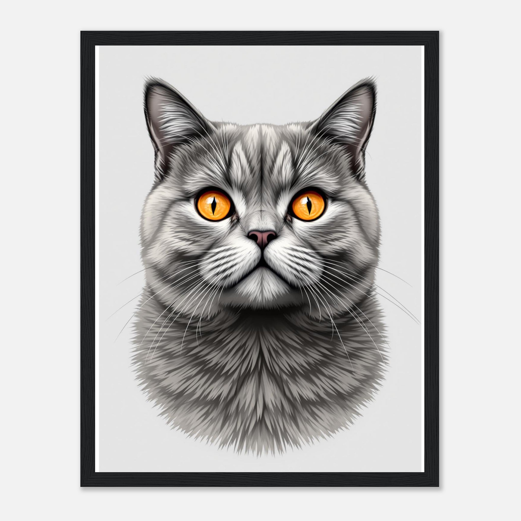 Shorthair Art Framed Print Wall Art Ready to Hang UK Framed Art Print — detail view | Wild Thread Co