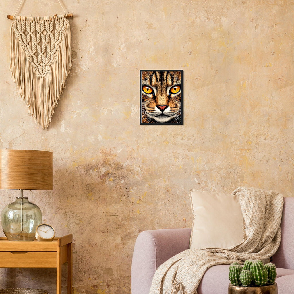 Tabby Cat Close Up Art Framed Print Wall Art Ready to Hang UK Framed Art Print — detail view | Wild Thread Co
