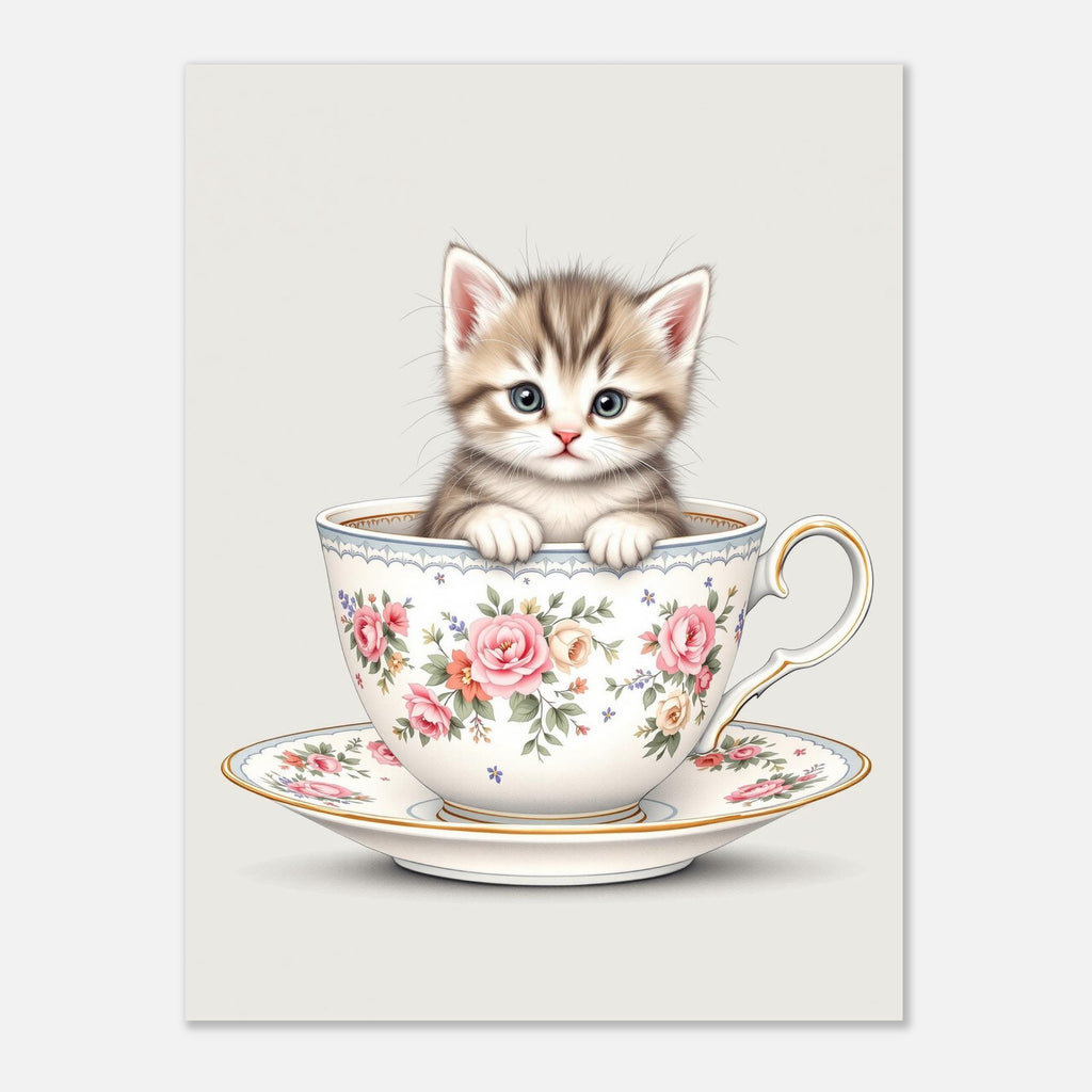 Cat And Teacup Art Print Poster Wall Art UK — Art Print | Wild Thread Co