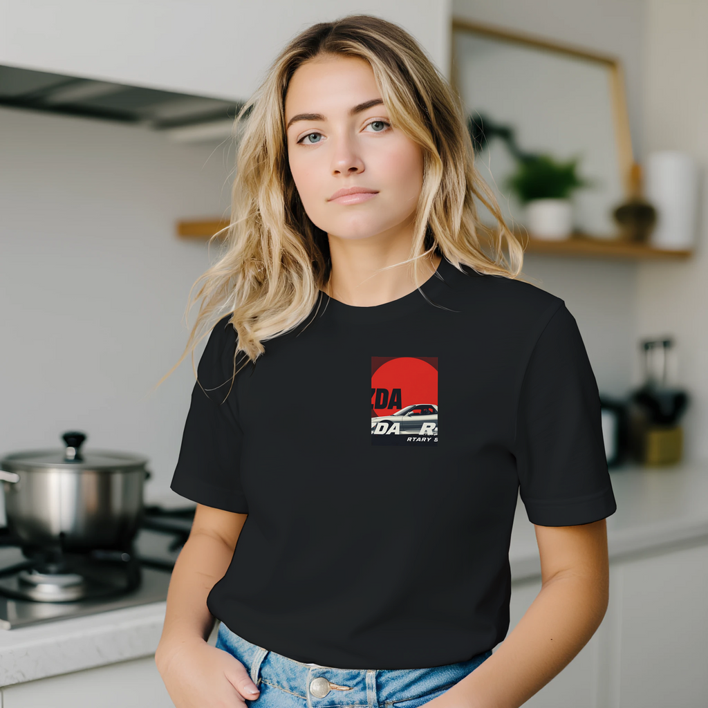 Mazda Rx7 Rising Sun T-Shirt Unisex Cotton Tee UK T-Shirt — detail view | Wild Thread Co