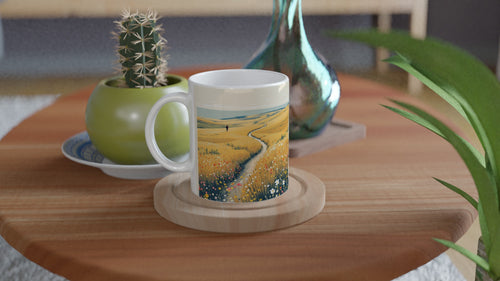 Chalk Downland South Downs Walker Mug — detail view | Wild Thread Co