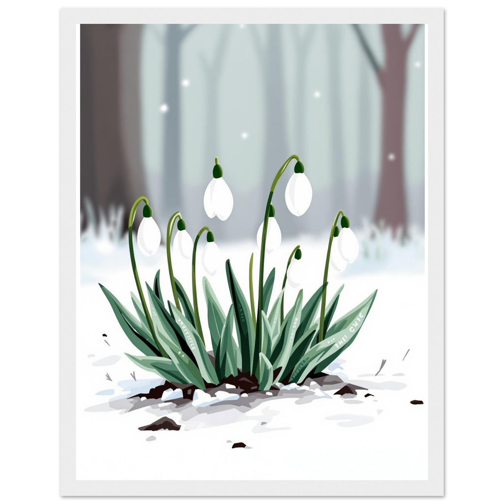 Snowdrop February First Flowers Framed Art Print — detail view | Wild Thread Co