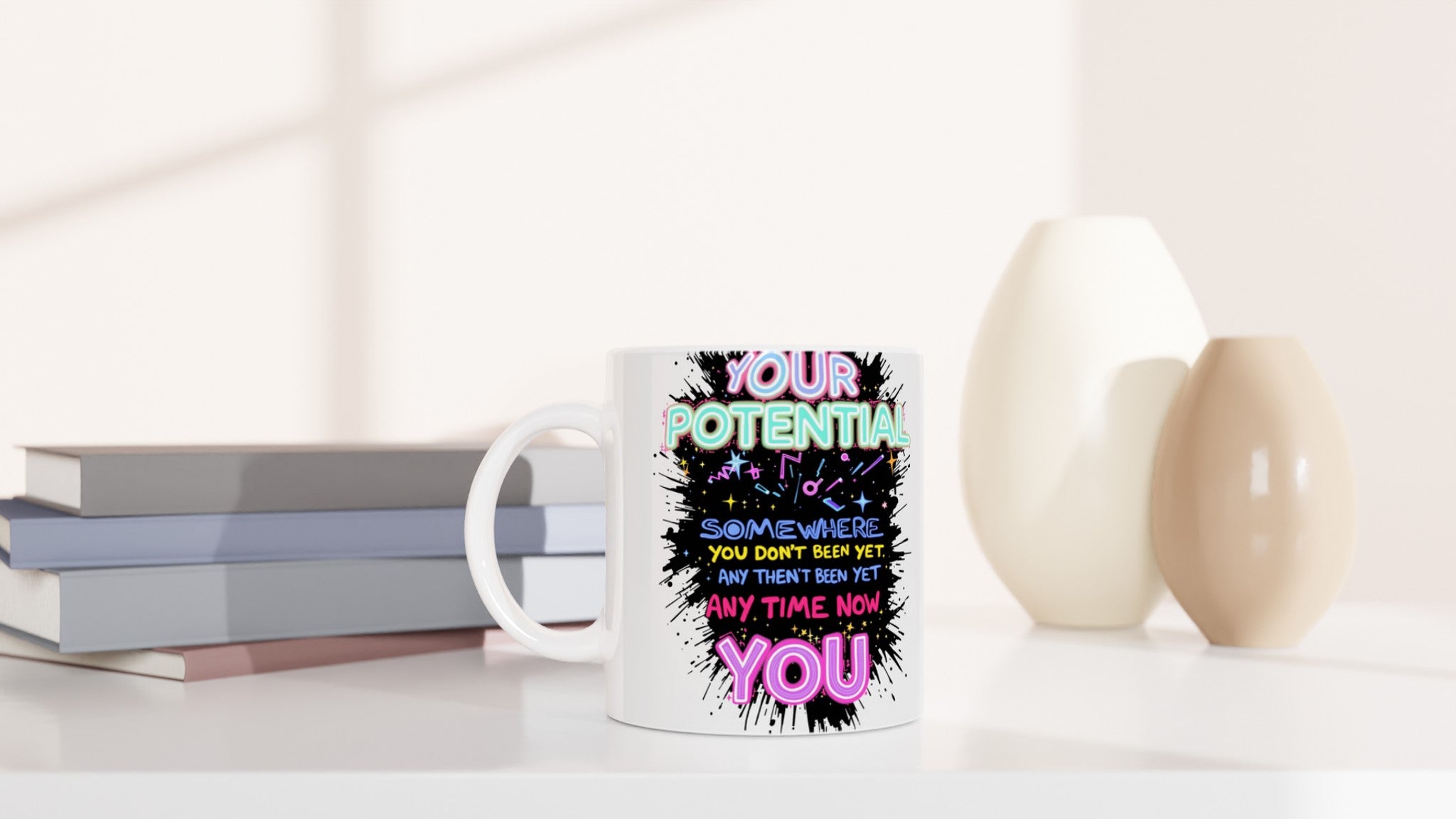 Y2k Rave Flyer Motivational Mug — detail view | Wild Thread Co