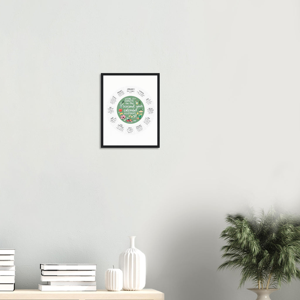 Allotment Circular Seasonal Calendar Framed Print Wall Art Ready to Hang UK — Framed Art Print | Wild Thread Co