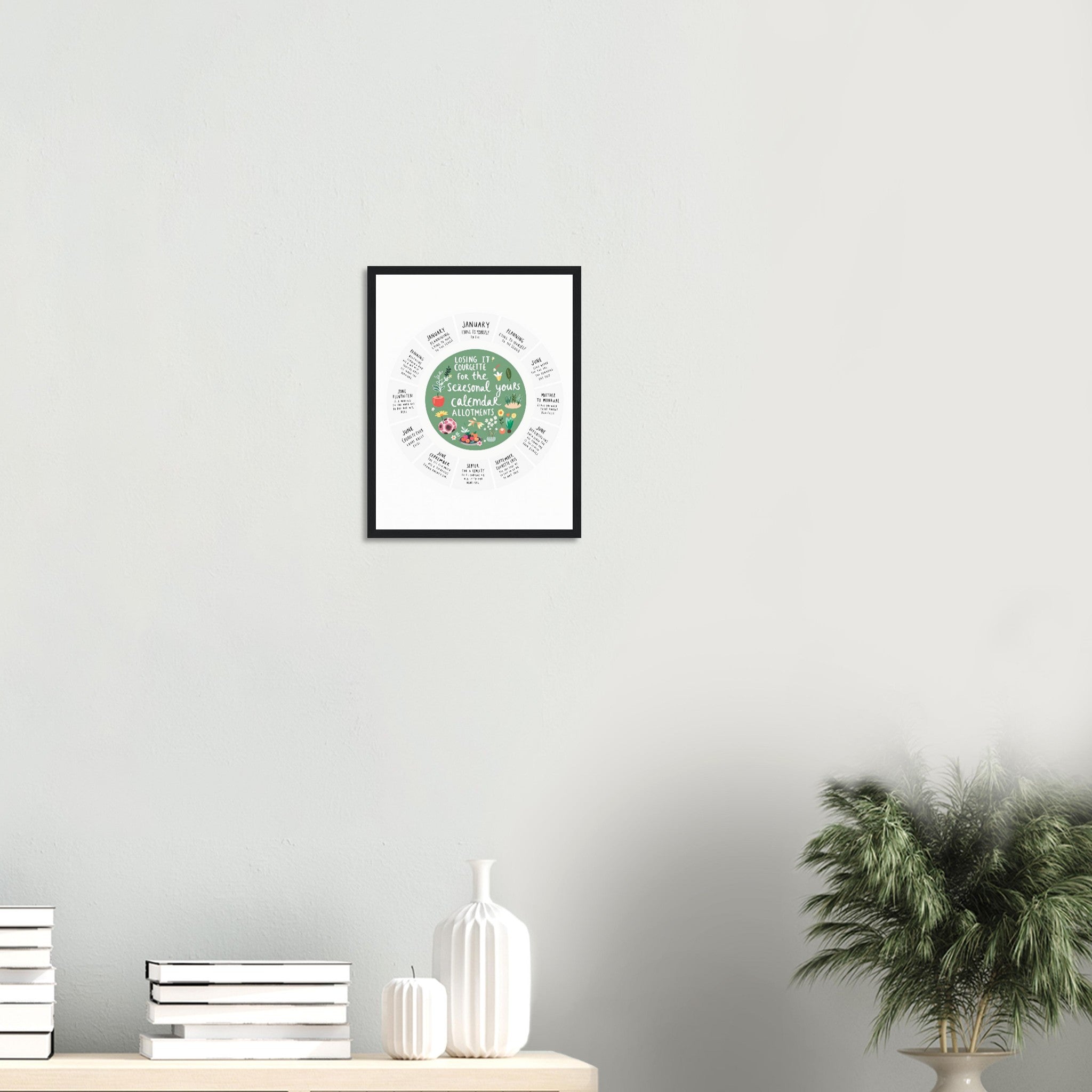 Allotment Circular Seasonal Calendar Framed Print Wall Art Ready to Hang UK — Framed Art Print | Wild Thread Co