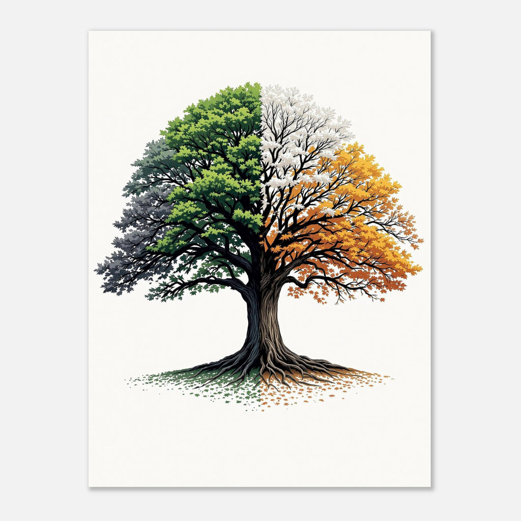 Oak Tree Four Seasons Art Print Print Material — detail view | Wild Thread Co
