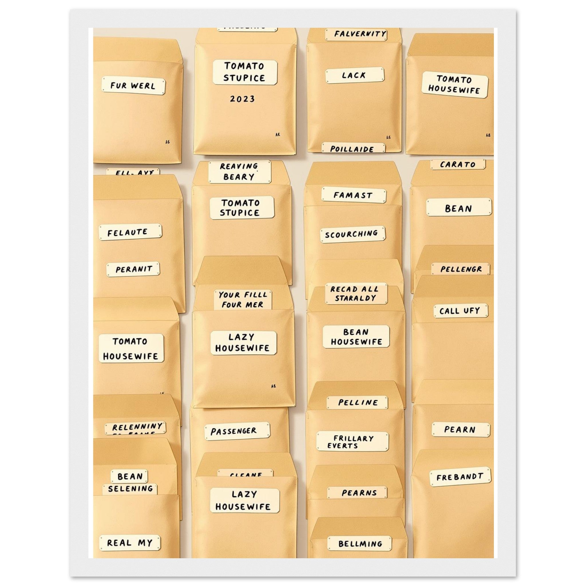 Seed Saving Library Envelopes Framed Print Wall Art Ready to Hang UK Framed Art Print — detail view | Wild Thread Co