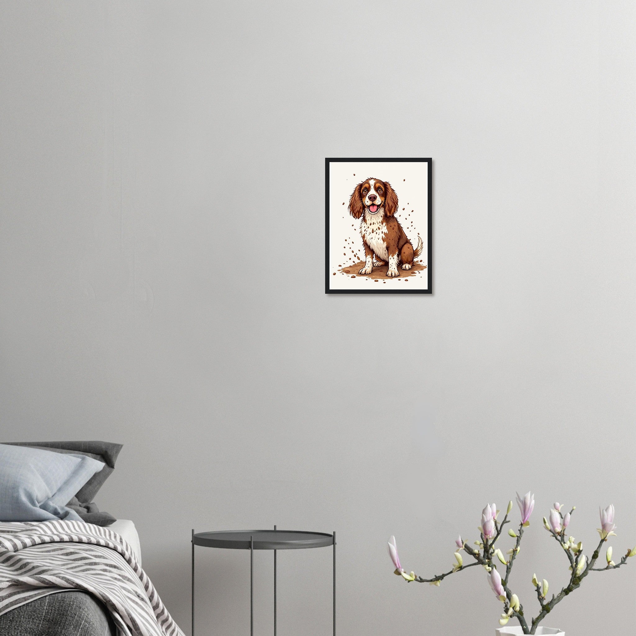 Springer Spaniel Mud Framed Art Print — detail view | Wild Thread Co