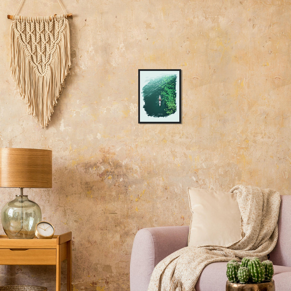 Sea Kayaking Aerial Framed Print Wall Art Ready to Hang UK Framed Art Print — detail view | Wild Thread Co
