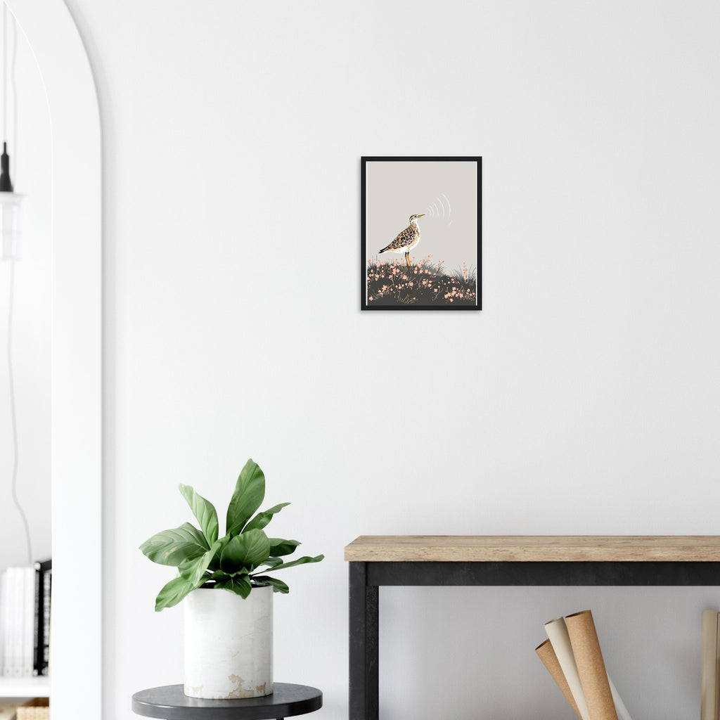 Curlew Calling Moorland Framed Art Print — detail view | Wild Thread Co
