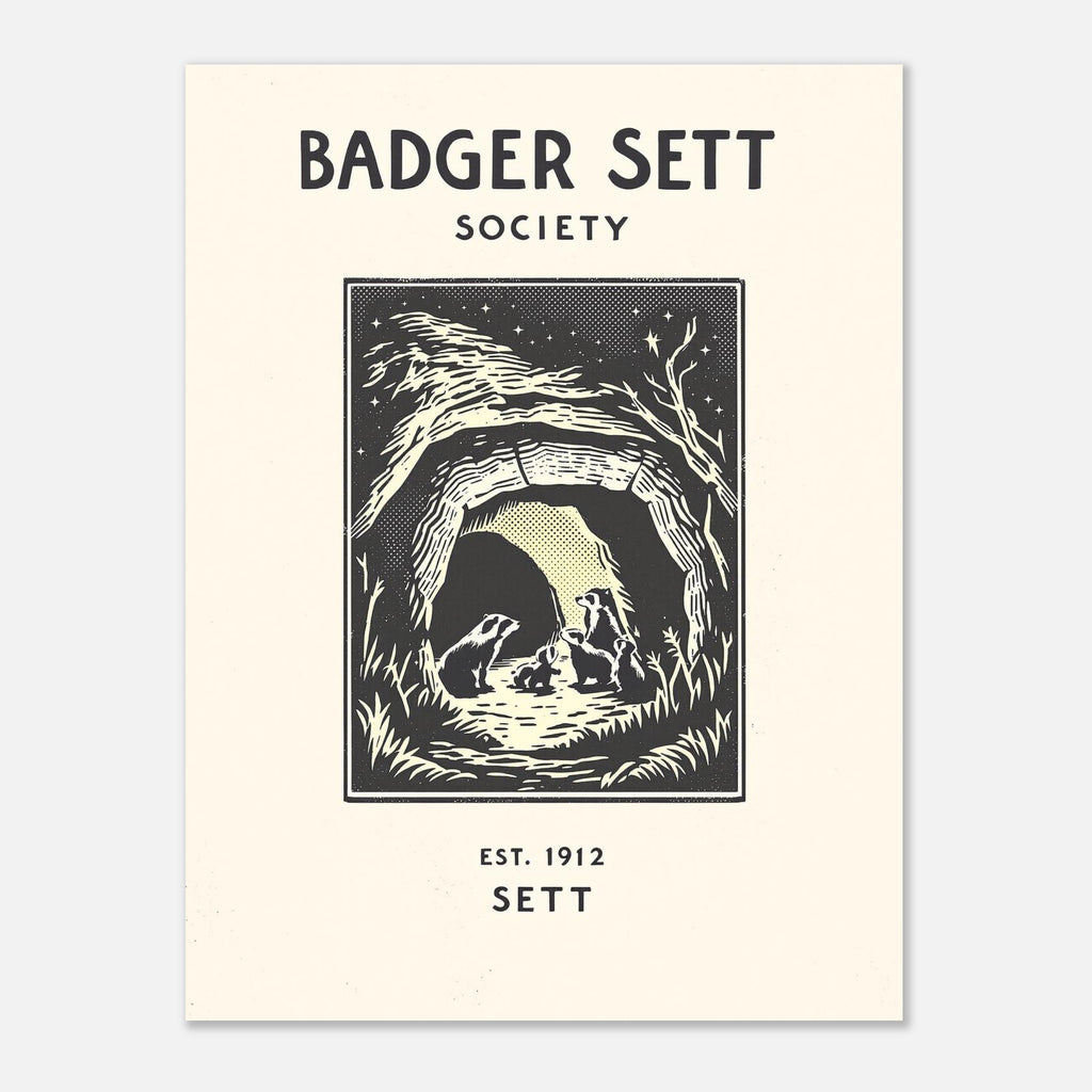 Badger Vintage Travel Poster Art Print — detail view | Wild Thread Co