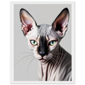 Sphynx Cat Portrait Framed Art Print — detail view | Wild Thread Co