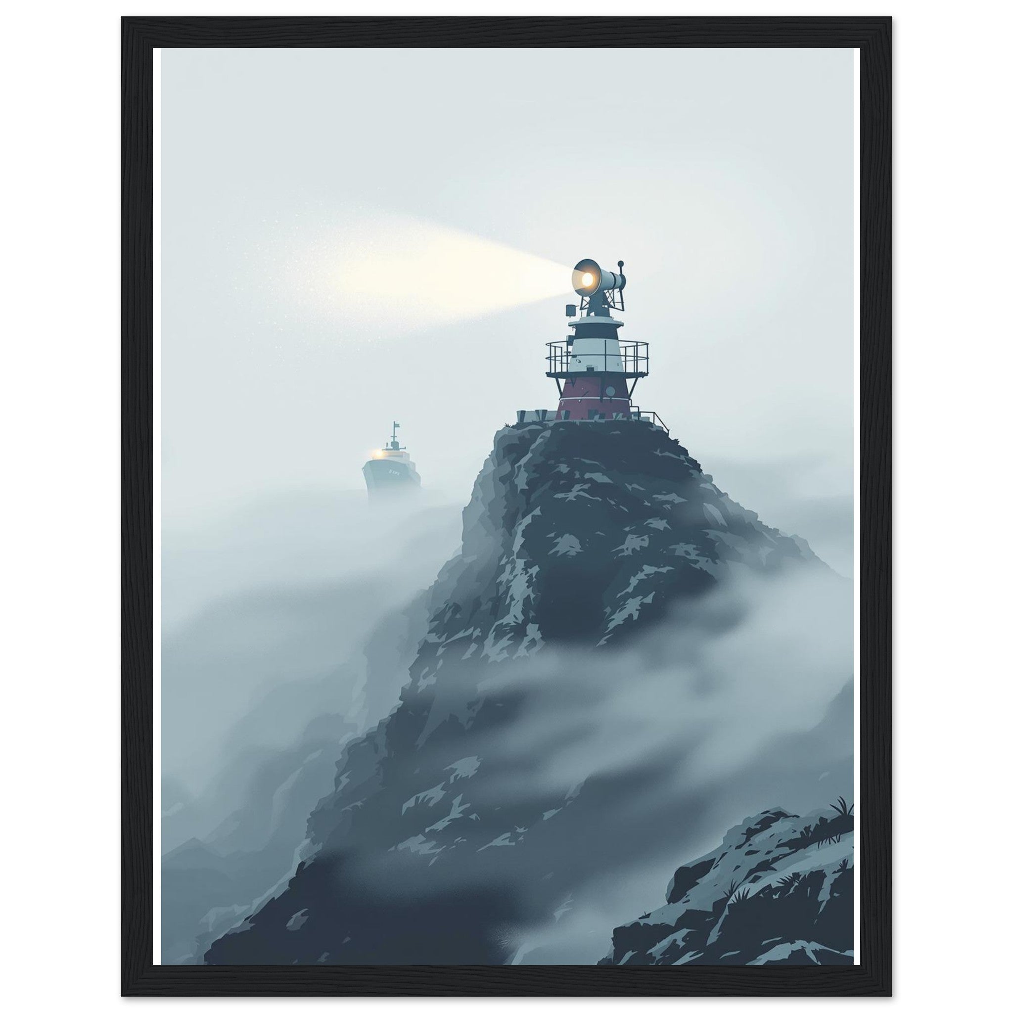 Coastal Fog Horn Headland Ship — Framed Art Print | Wild Thread Co UK