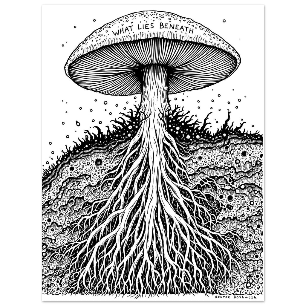 Dark Academia Mushroom Mycelium Art Print Art Print — detail view | Wild Thread Co