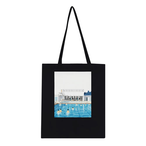 Art Deco Outdoor Lido Pool Tote Bag Cotton Shopper UK Tote Bag — detail view | Wild Thread Co