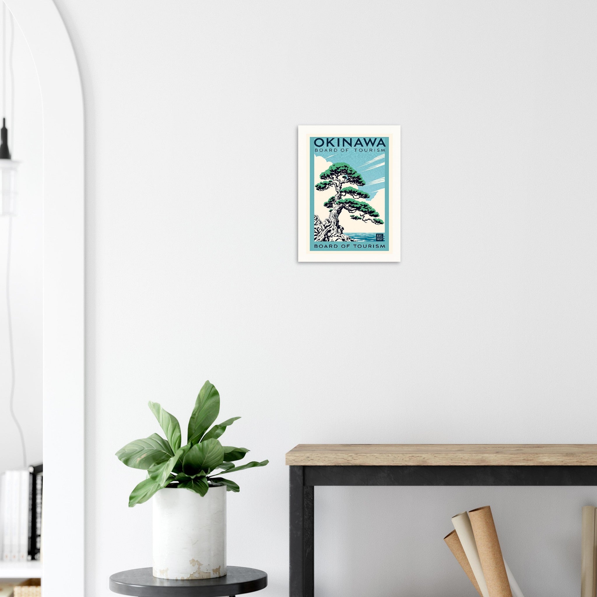 Okinawa Vintage Travel Poster Art Print — detail view | Wild Thread Co