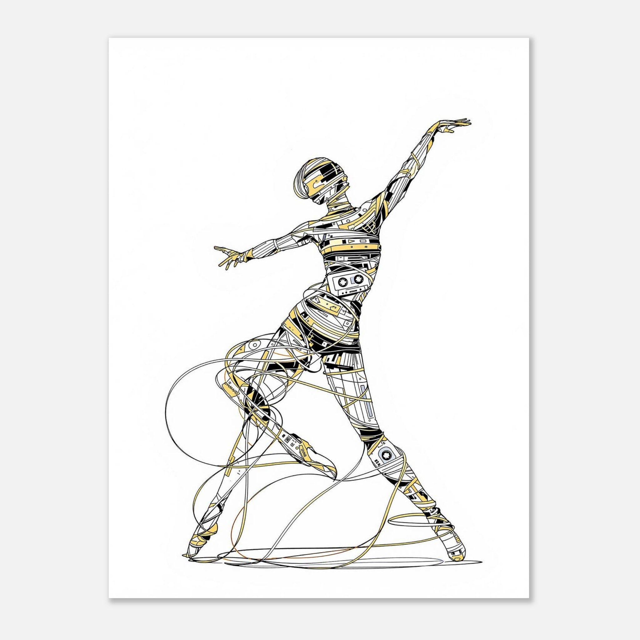 Cassette Tape Dancer Retro Music A1 Art Print Art Print — detail view | Wild Thread Co