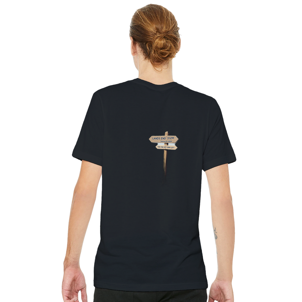 Coastal Path Signpost Humour T-Shirt — detail view | Wild Thread Co