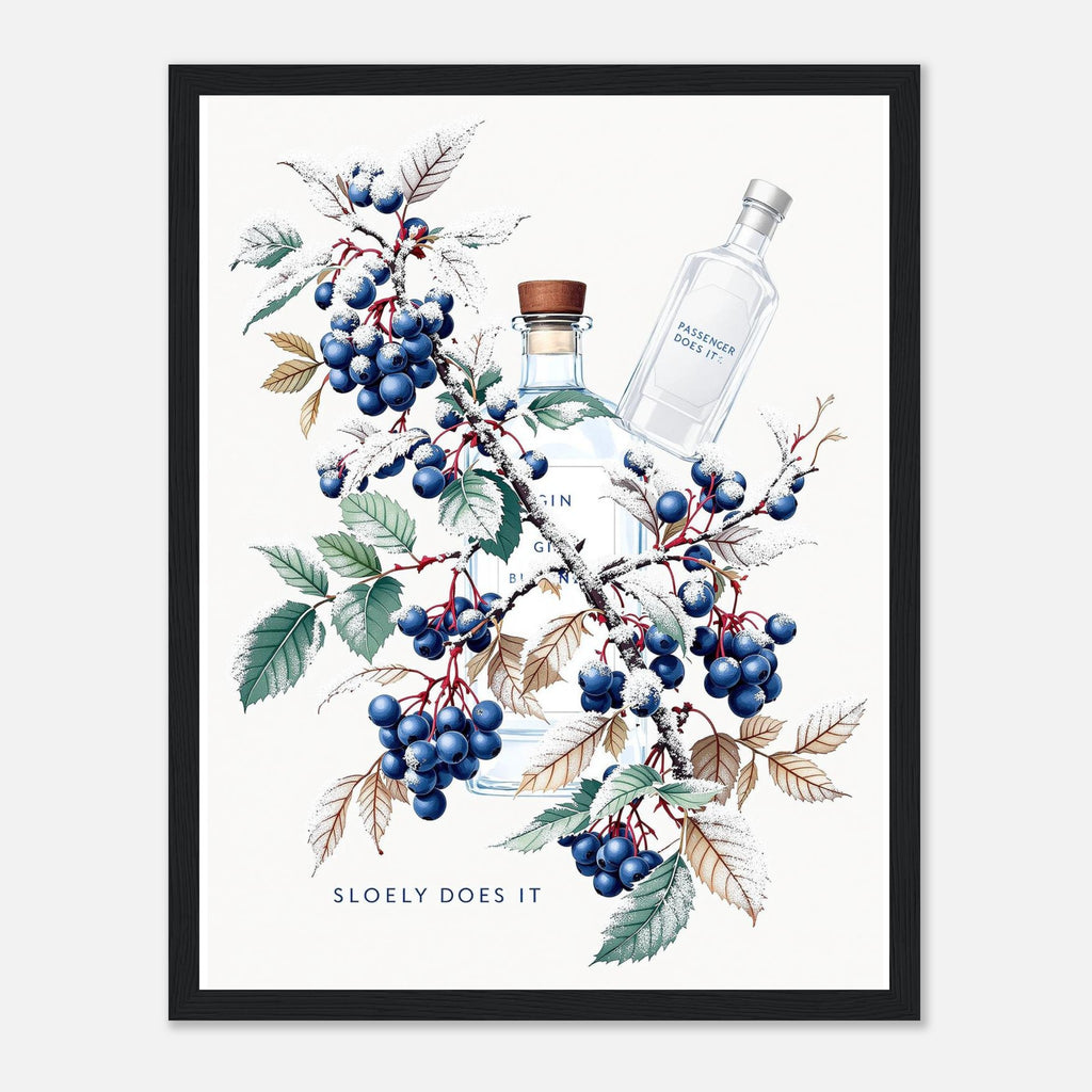 Sloe Berry Blackthorn Frost Gin Framed Art Print — detail view | Wild Thread Co