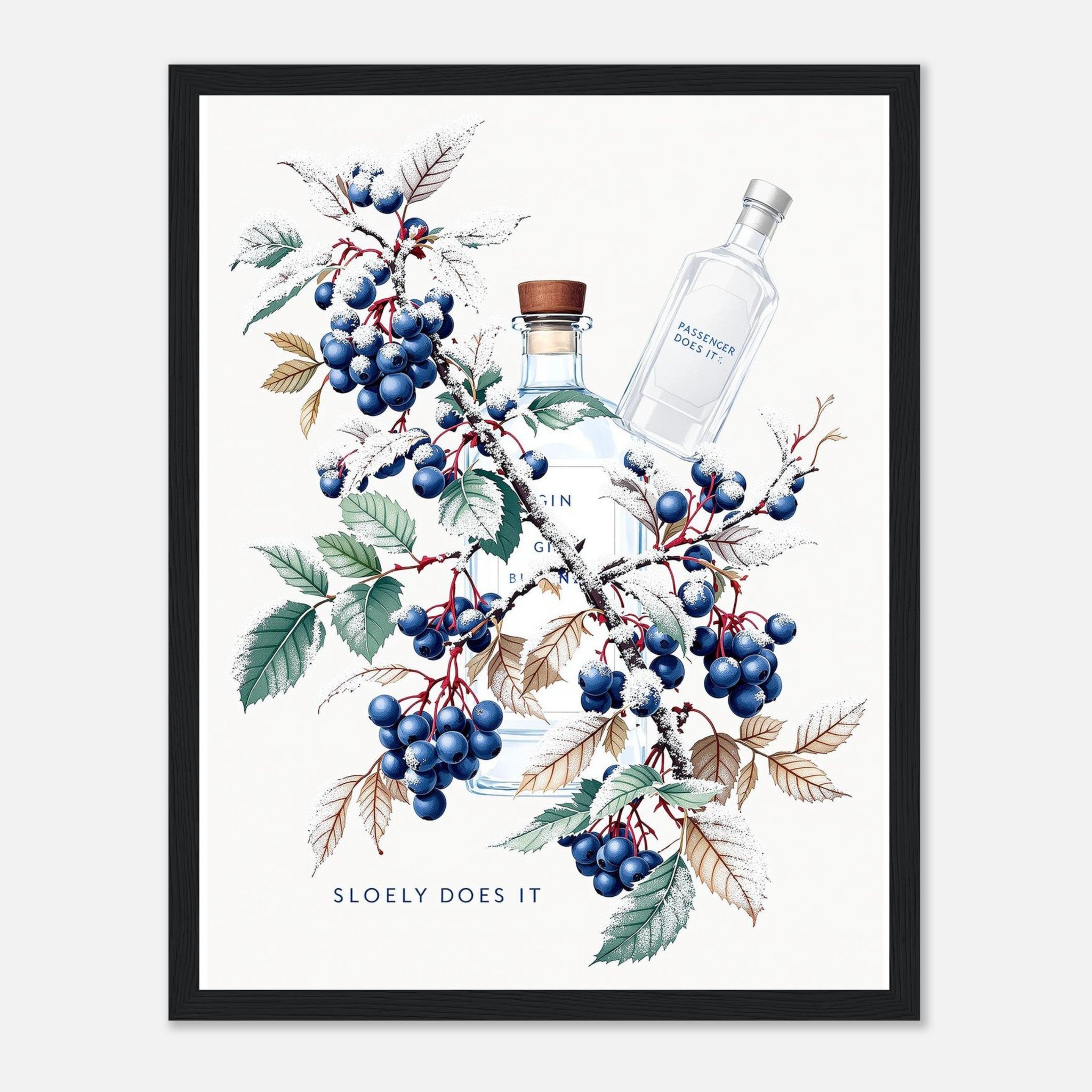 Sloe Berry Blackthorn Frost Gin Framed Art Print — detail view | Wild Thread Co