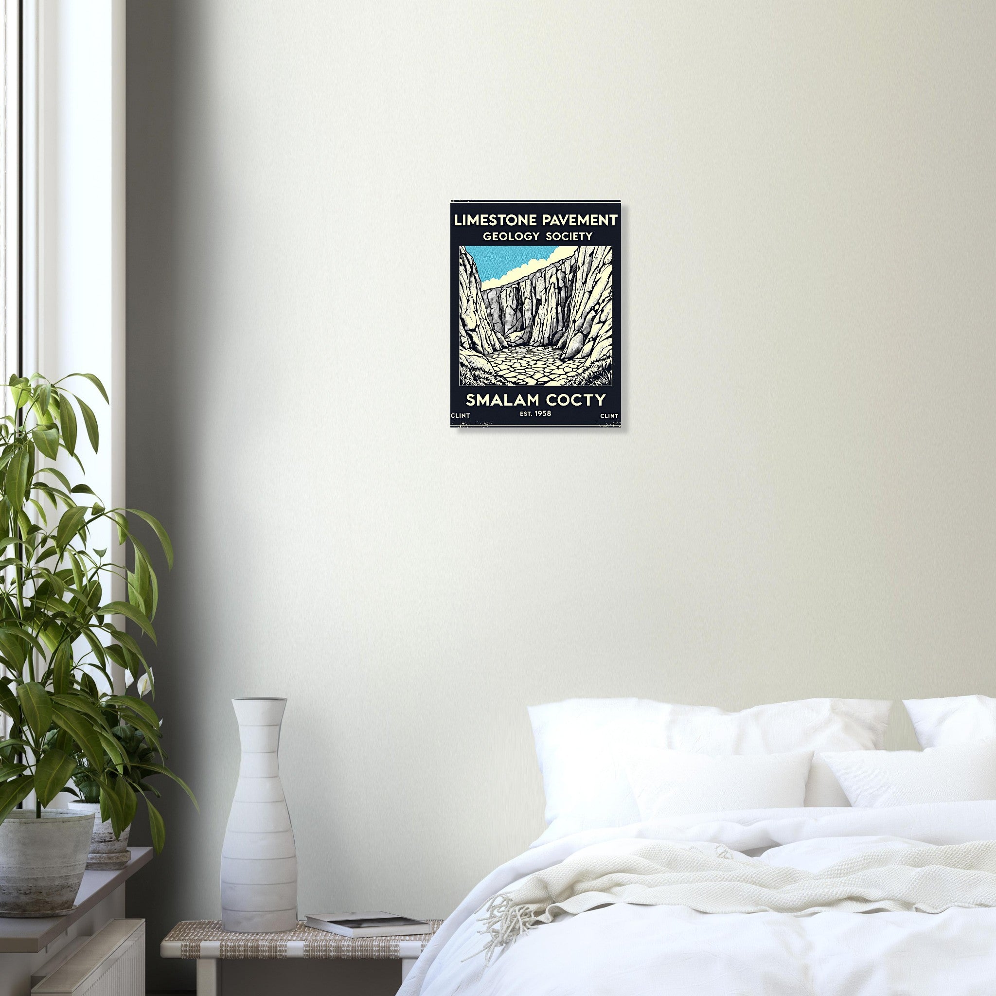 Limestone Pavement Vintage Travel Poster Art Print — detail view | Wild Thread Co