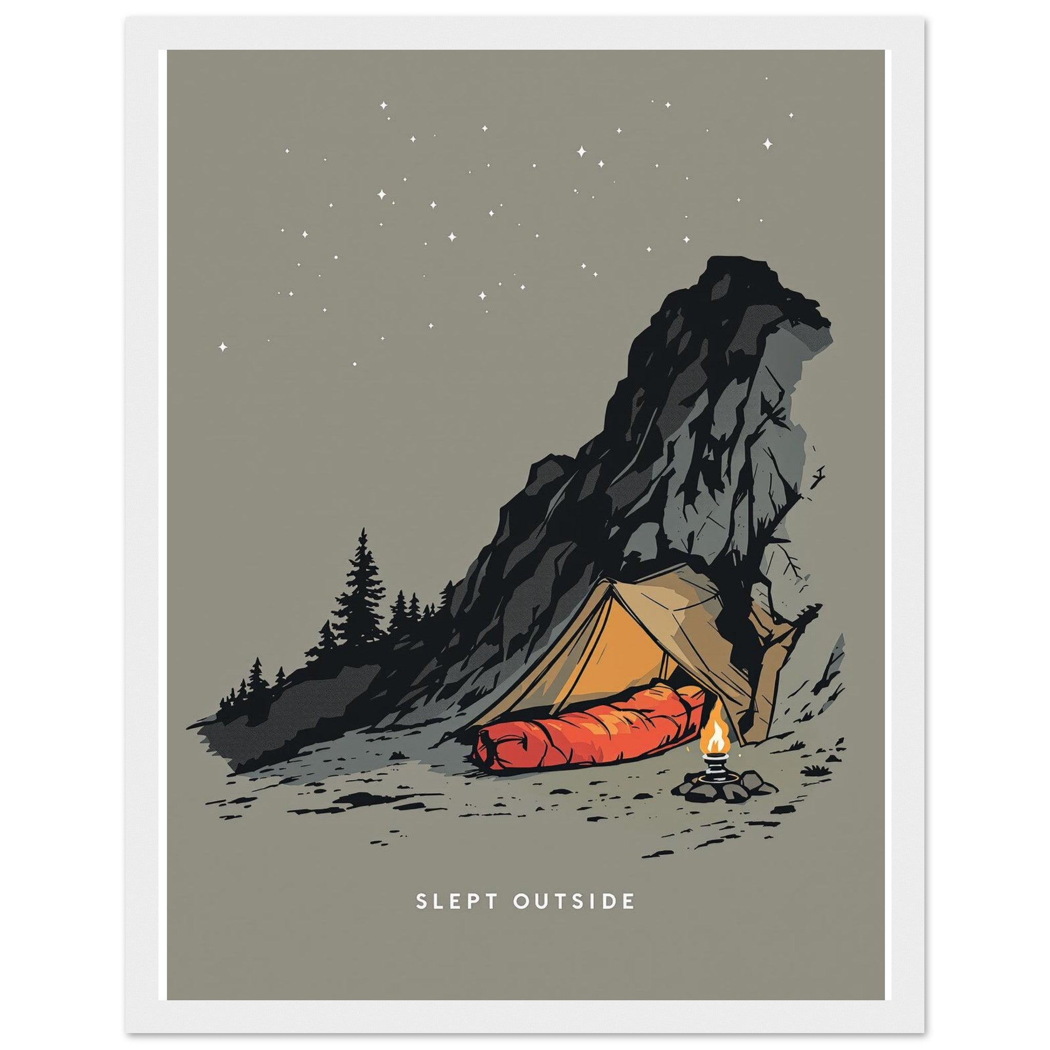 Wild Camping Bivouac Framed Print Wall Art Ready to Hang UK Framed Art Print — detail view | Wild Thread Co