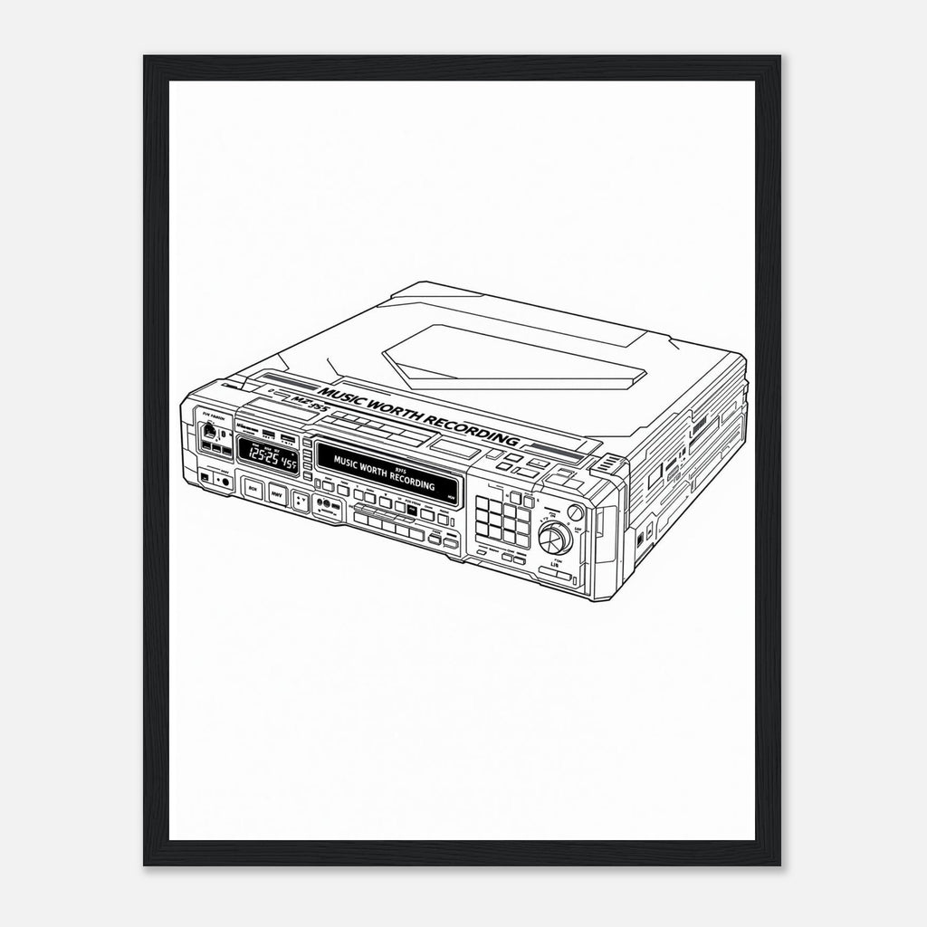 Y2k Minidisc Music Obsessive Framed Print Wall Art Ready to Hang UK Framed Art Print — detail view | Wild Thread Co