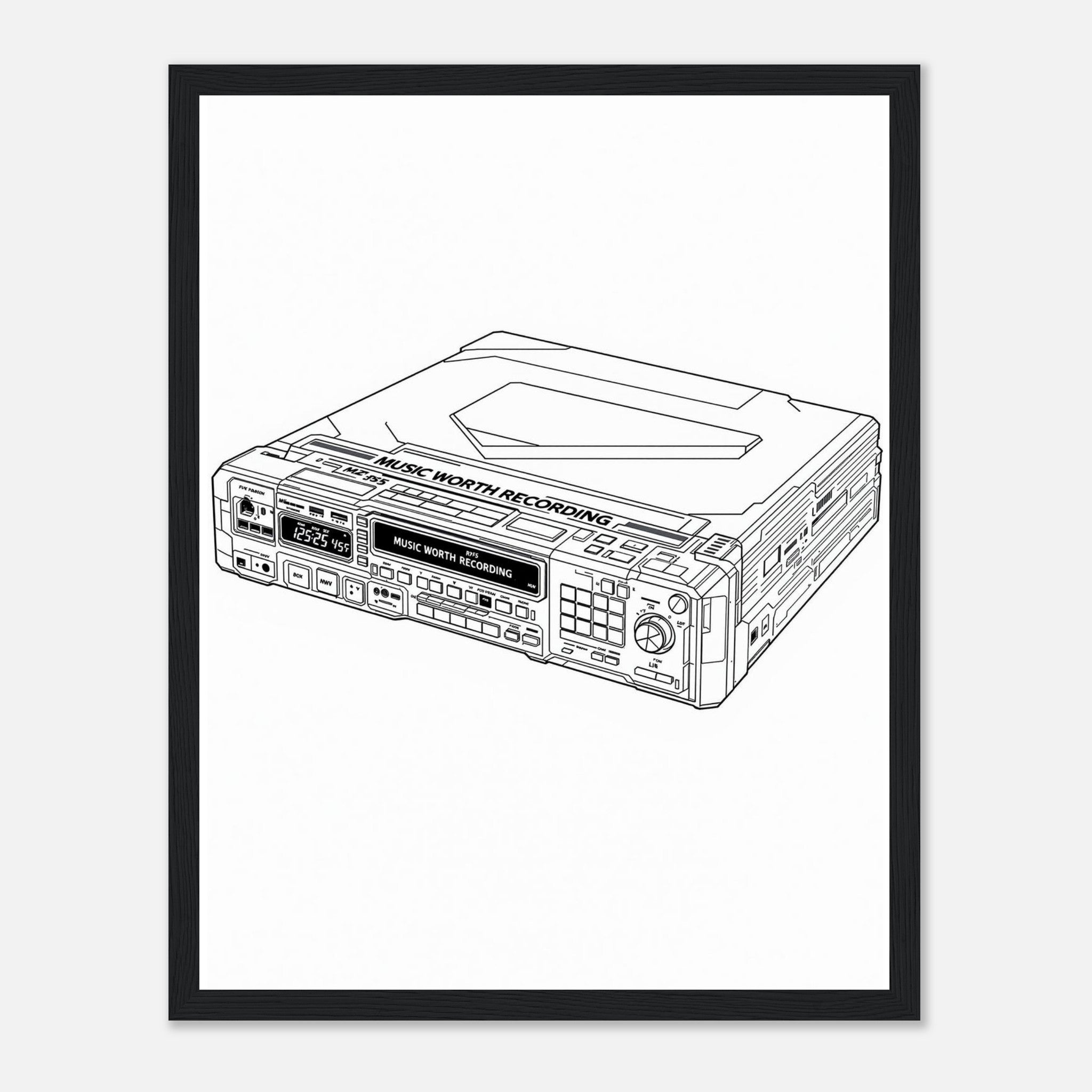 Y2k Minidisc Music Obsessive Framed Print Wall Art Ready to Hang UK Framed Art Print — detail view | Wild Thread Co